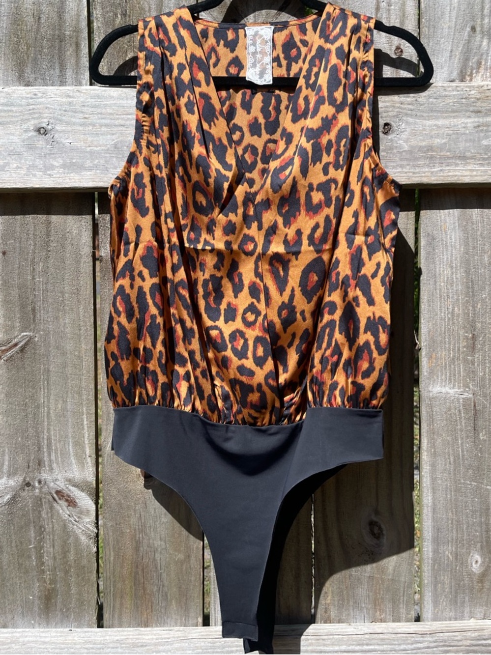 Sadie & Sage Leopard Print Sleeveless Bodysuit - Brown/Black Sz M